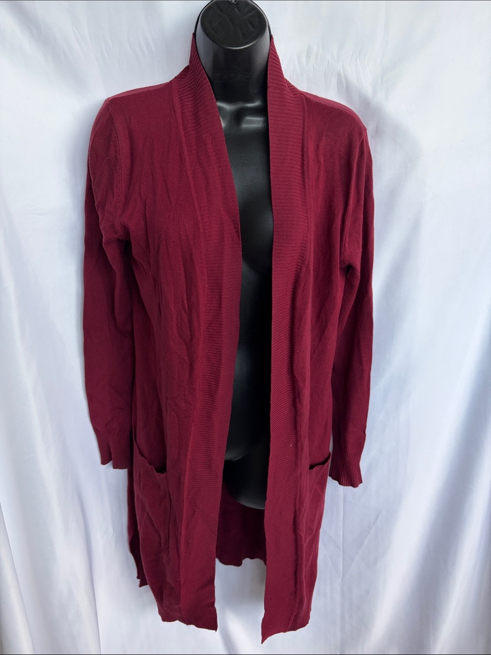 Cielo Rich Burgundy Duster/Cardigan, M, 18” PTP, 36” L